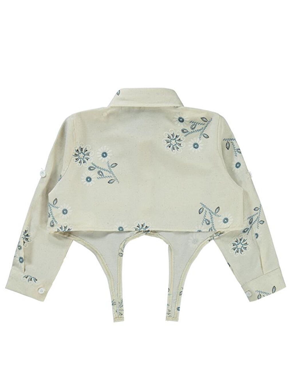 Turkuaz Girls Büyük Çiçek Baskılı 2-5 Yaş Gömlek - Mavi 5-6 Yaş