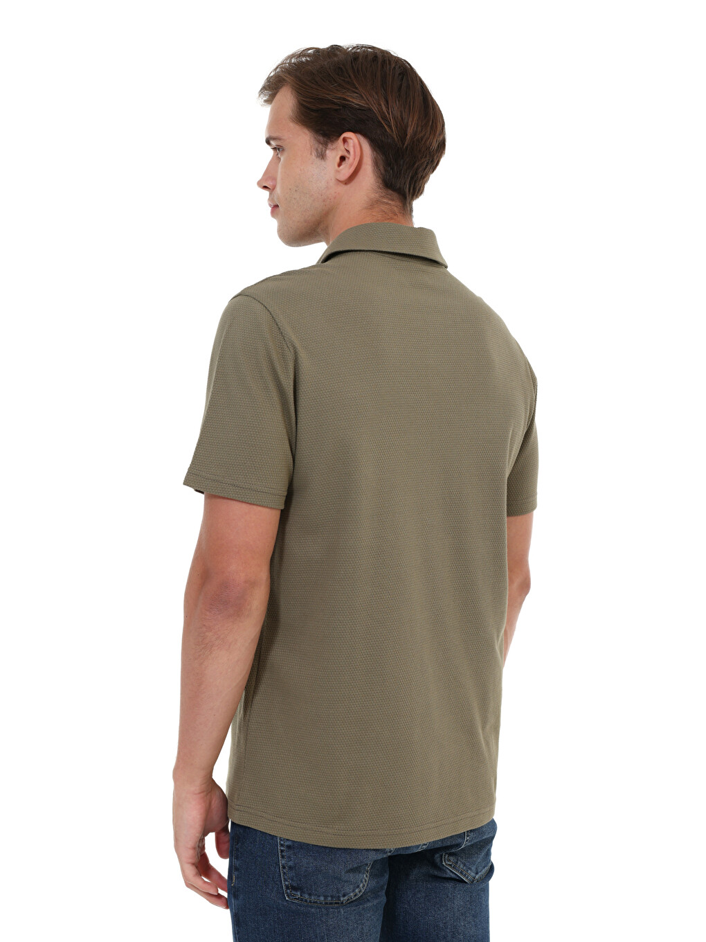 Haki Erkek Polo Yaka Kısa Kol T-shirt-3