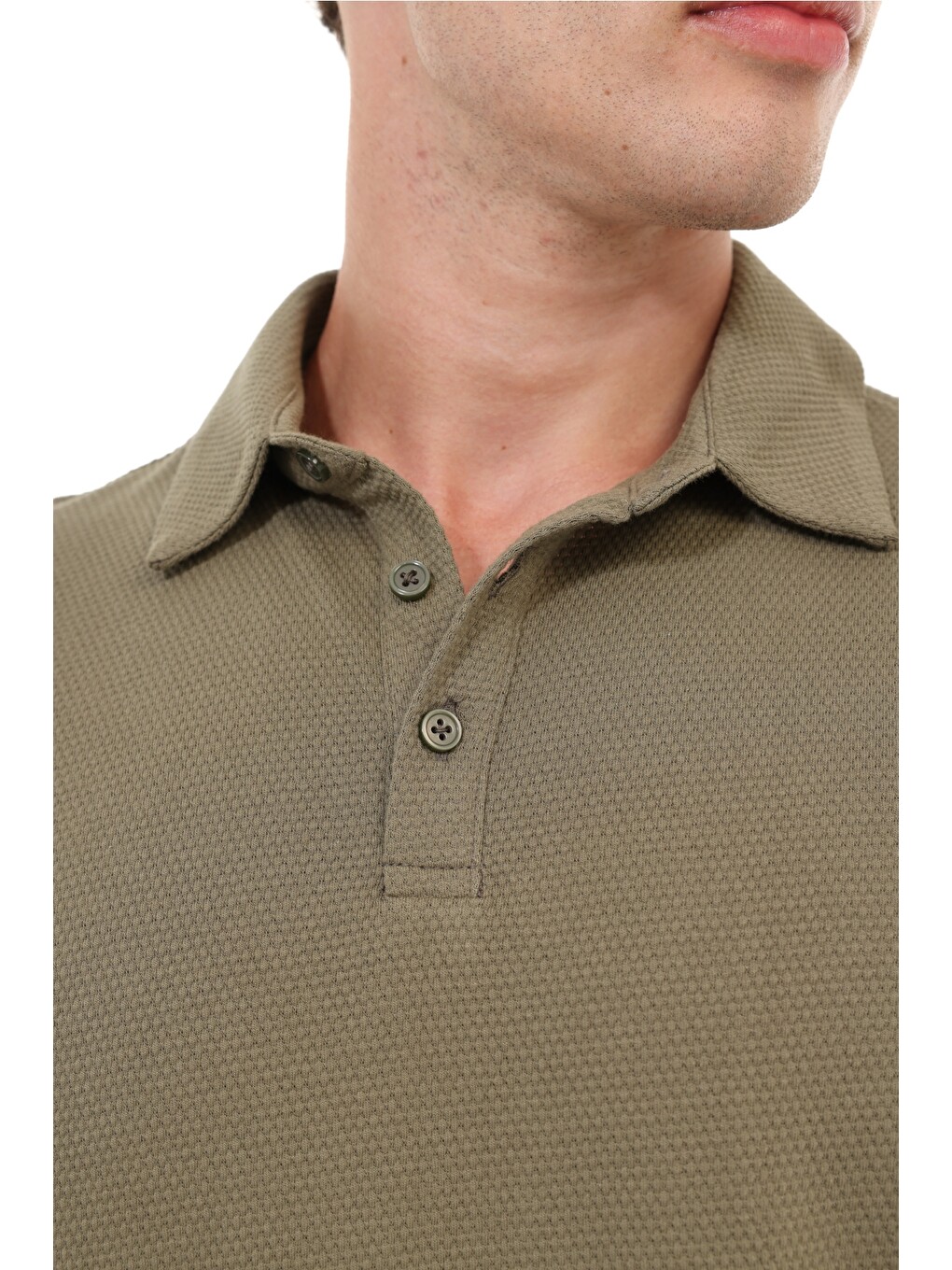 Haki Erkek Polo Yaka Kısa Kol T-shirt-5