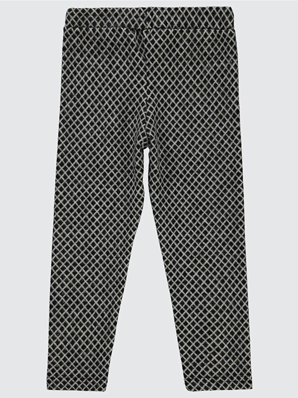 Girls Baklava Desen Çima Dikişli 10-13 Yaş Tayt - Siyah 12-13 Yaş-1