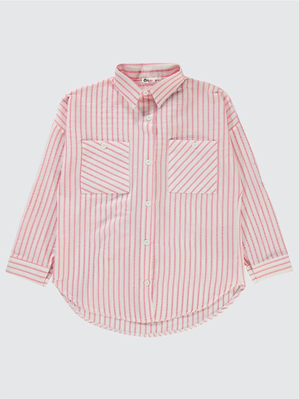Girls Çizgili 10-13 Yaş Gömlek - Pembe 11-12 Yaş-5