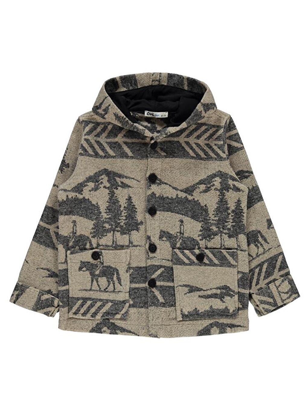 Boys At Baskılı Kapüşonlu 10-13 Yaş Gömlek - Siyah 11-12 Yaş