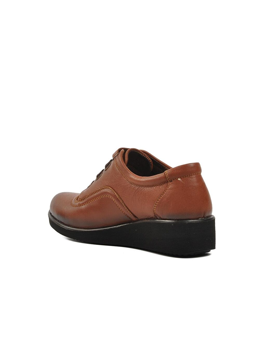 Kahverengi 25827-1 Taba Hakiki Deri Kadın Klasik Ayakkabı-3