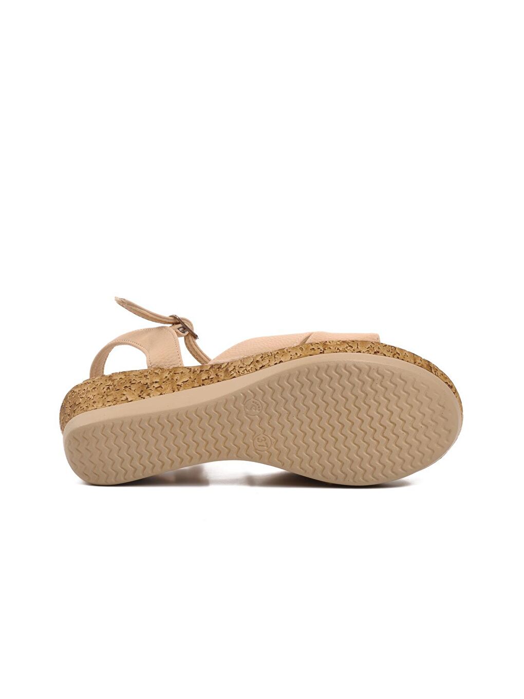 Ekru 0001 Krem Kadın Dolgu Topuk Sandalet-4