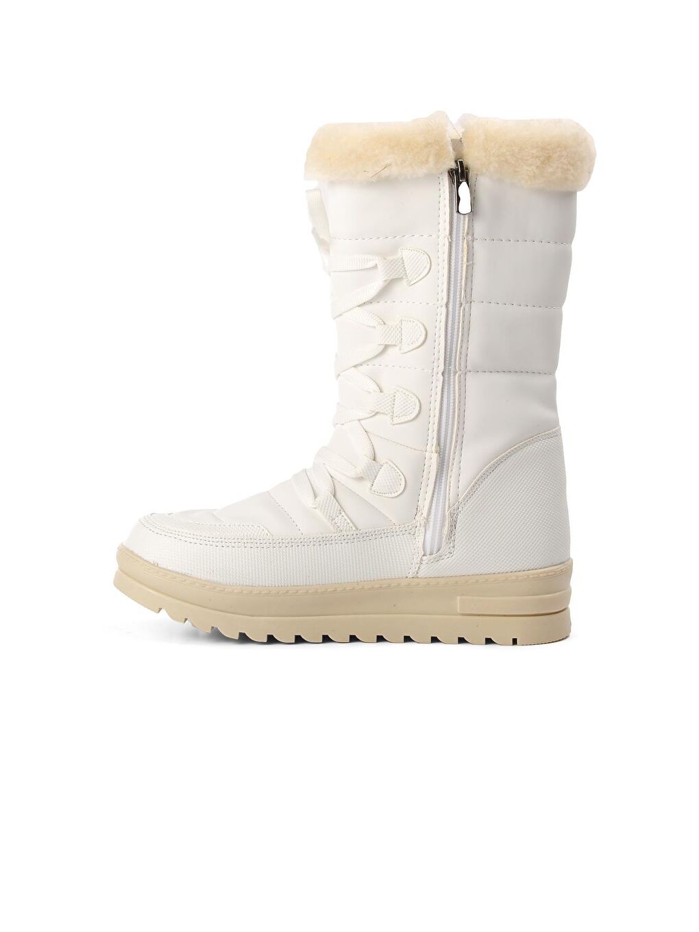 Yuja Beyaz İçi Kürklü Su İtici Kadın Kar Botu-1