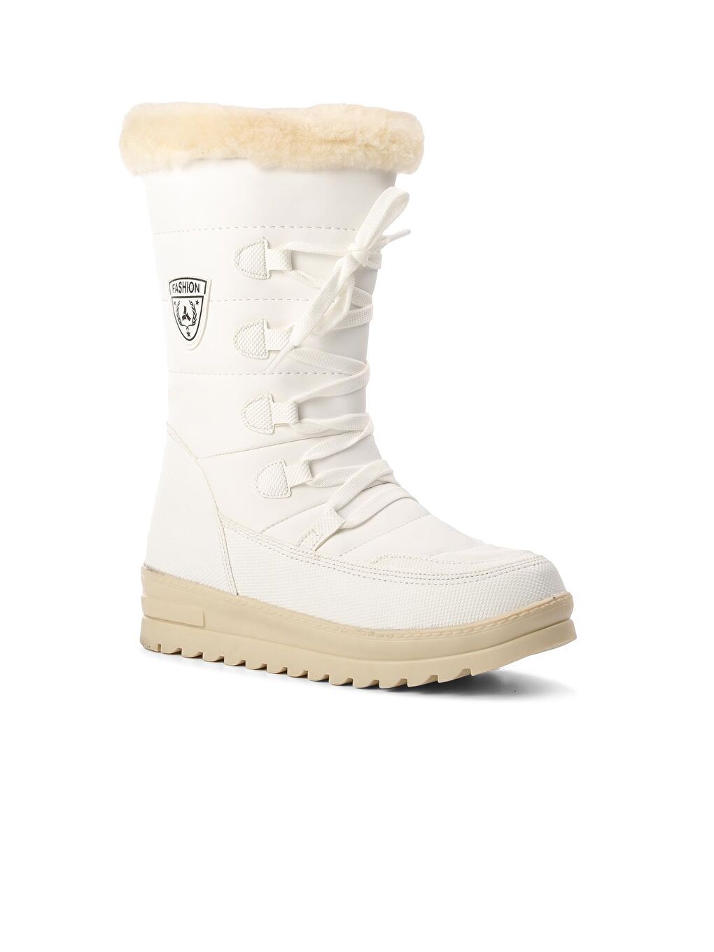 Yuja Beyaz İçi Kürklü Su İtici Kadın Kar Botu-2