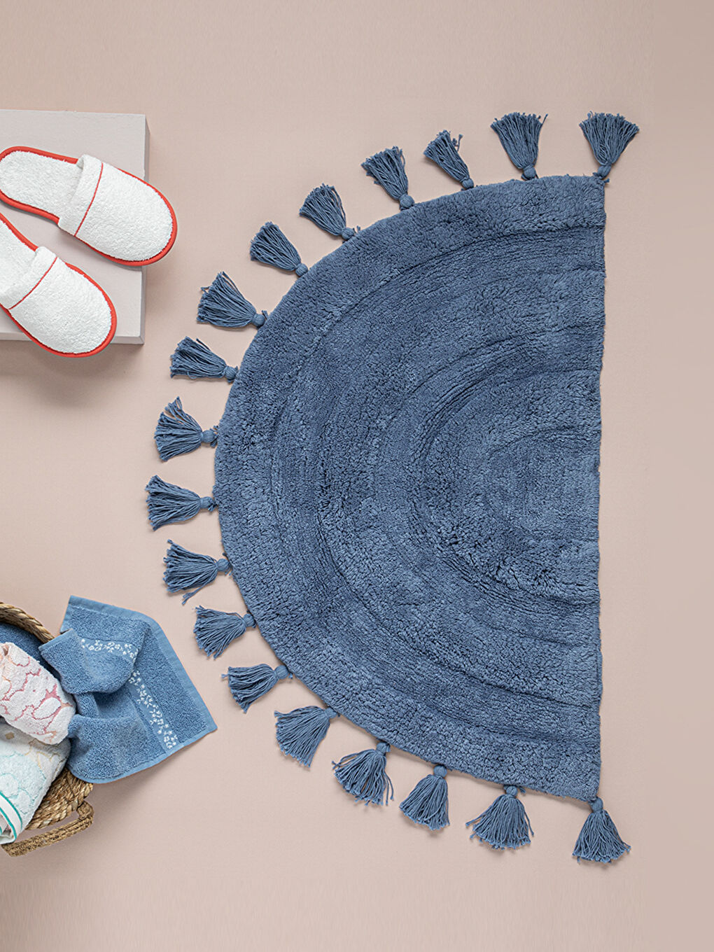 Luna Pamuklu Banyo Paspası Açık Mavi