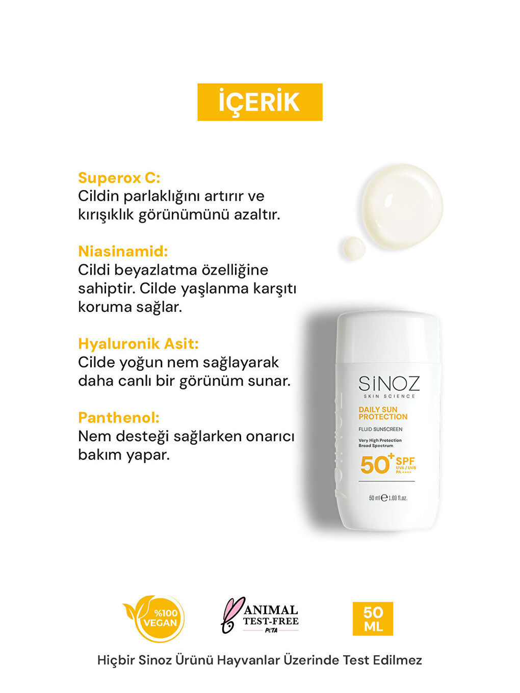 SPF50+ Günlük Kullanım Sıvı Yüz Güneş Kremi 50ml - Yeni Nesil Güneş Filtreleri- Hibrit Formül-PA++++-2