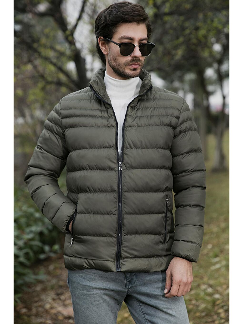 Haki Suya Dayanıklı Regular Fit Dik Yaka Şişme Mont 584007