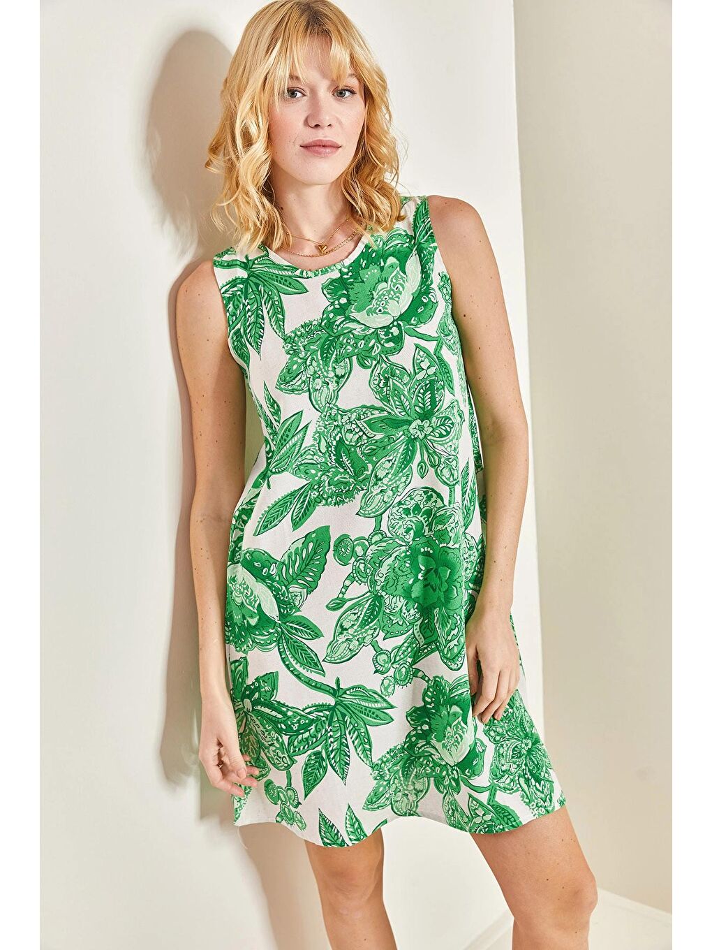 Yeşil Kadın Multi Çiçek Desenli Elbise