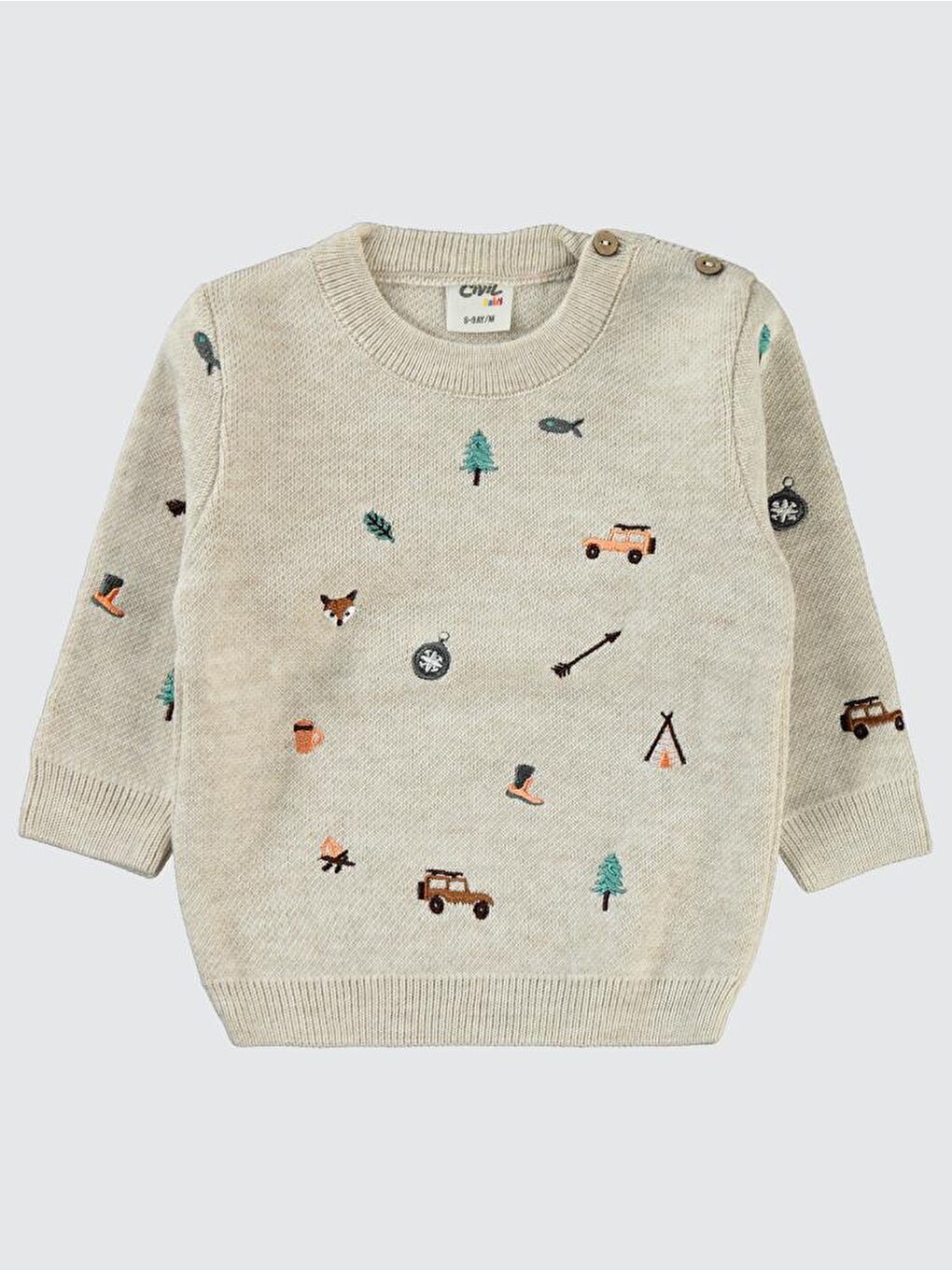 Baby Çoklu Nakışlı 6-18 Ay Kazak - Bej 6-9 Ay