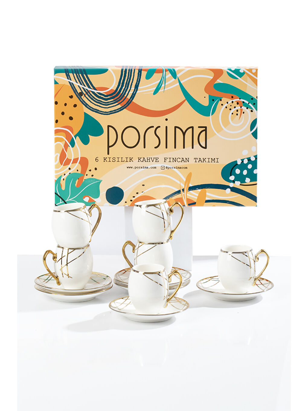 Beyaz Solara Altın Yaldızlı 6 Kişilik Fincan Seti 12 Parça Türk Kahvesi Takımı Kahve Fincanı-2