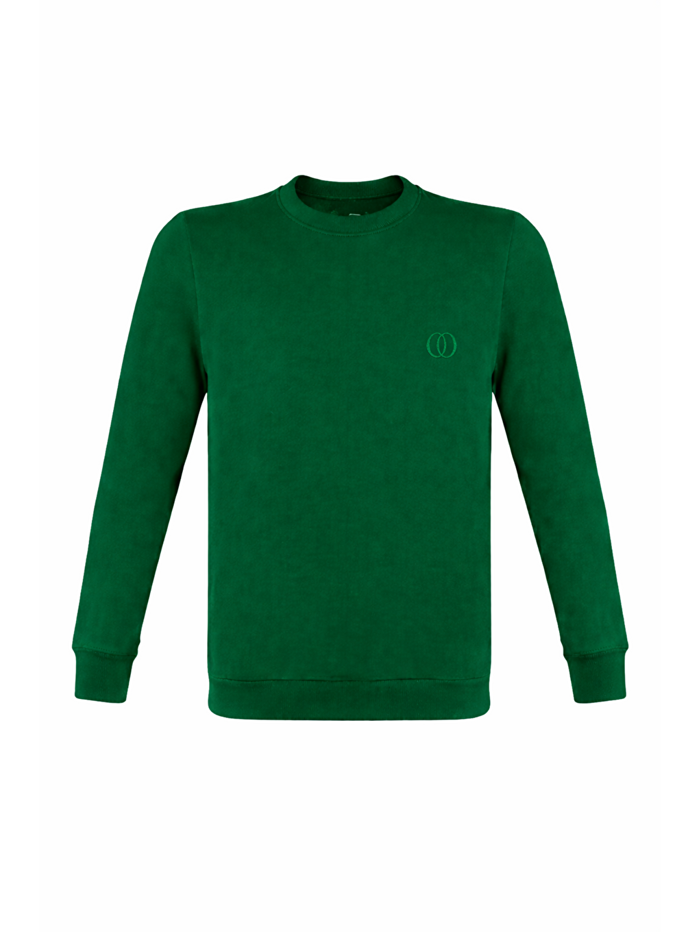 Yeşil Erkek Pamuklu Sıfır Yaka Yüksek Kalite Uzun Kollu Kompakt Kumaş Battal Sweatshirt