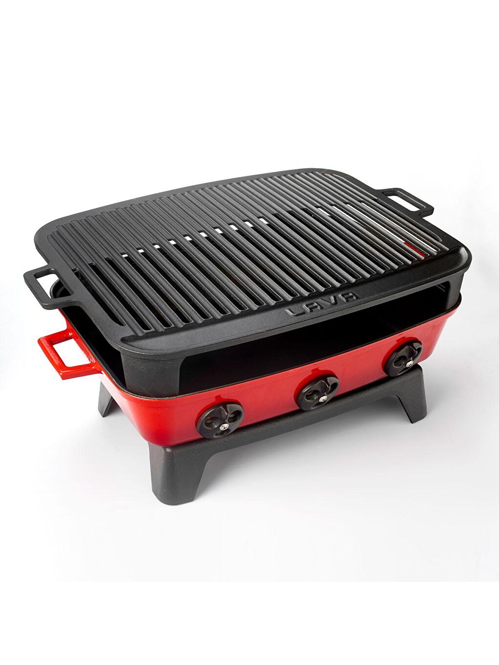 Kırmızı Dikdörtgen Mangal Izgara Set Döküm Demir Yekpare Çift Kulplu Ölçü 36x45cm.-1