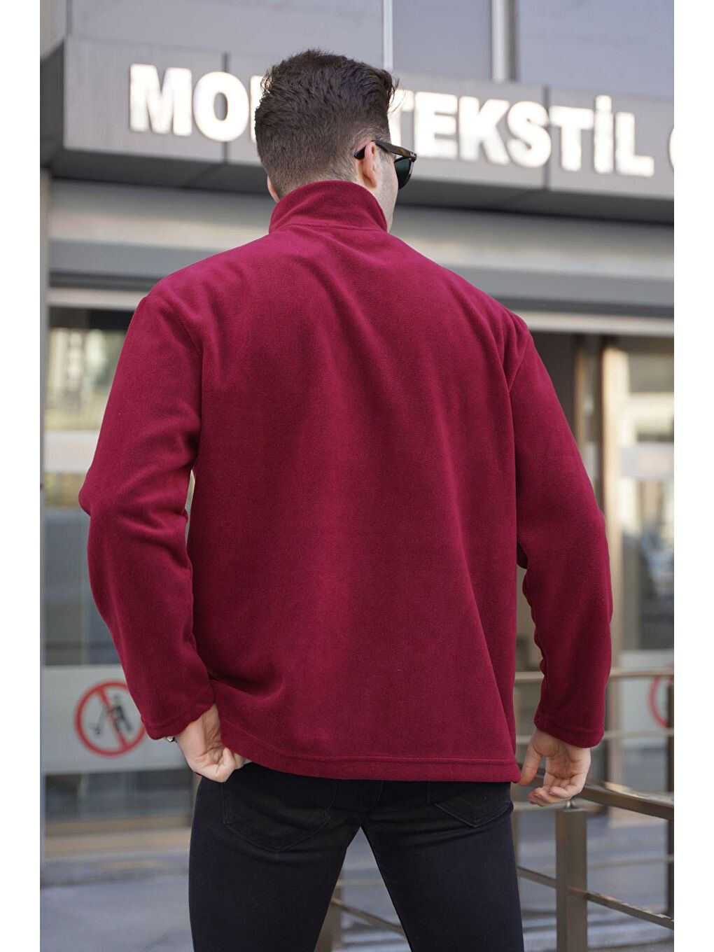 Madmext Bordo Dik Yaka Fermuarlı Rüzgar Geçirmez Outdoor Erkek Polar Sweatshirt 6046 - 1