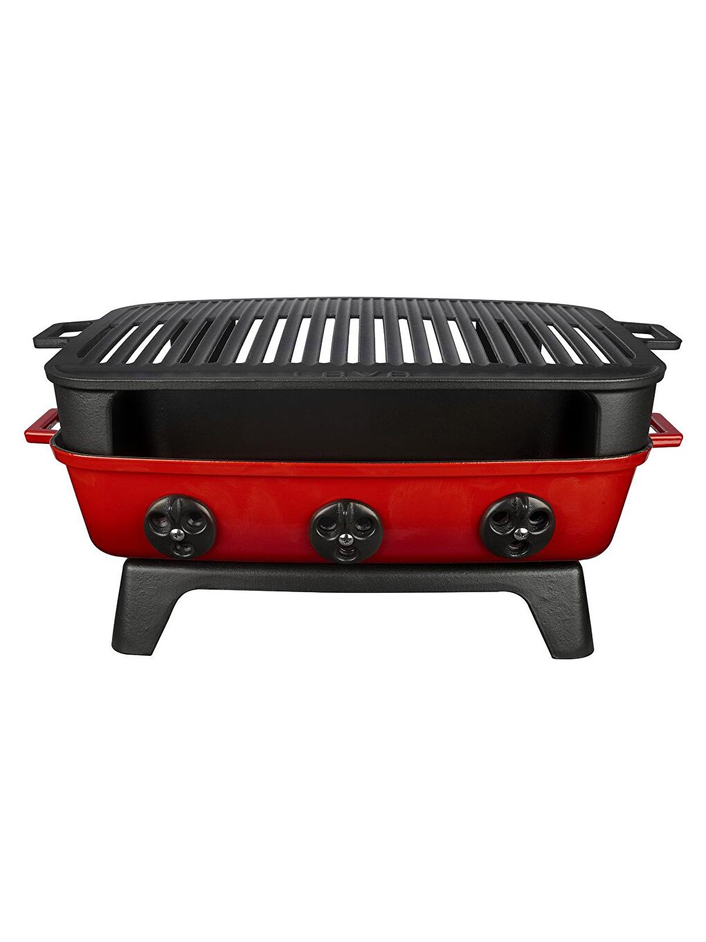 Kırmızı Dikdörtgen Mangal Izgara Set Döküm Demir Yekpare Çift Kulplu Ölçü 36x45cm.-3