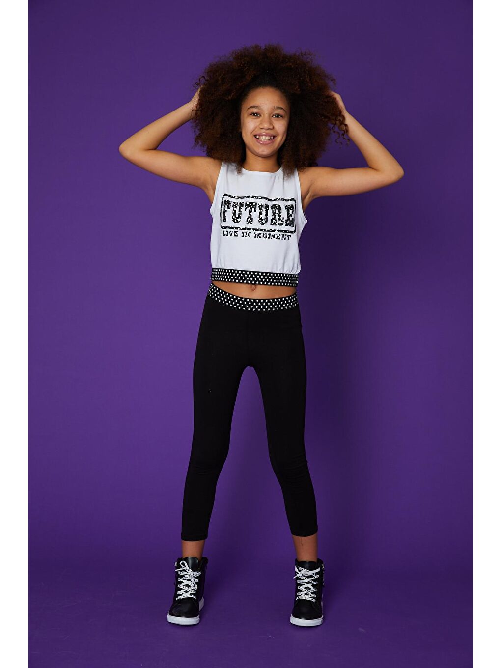 Ekru Kız Çocuk Future Crop Baskılı Bluz-2