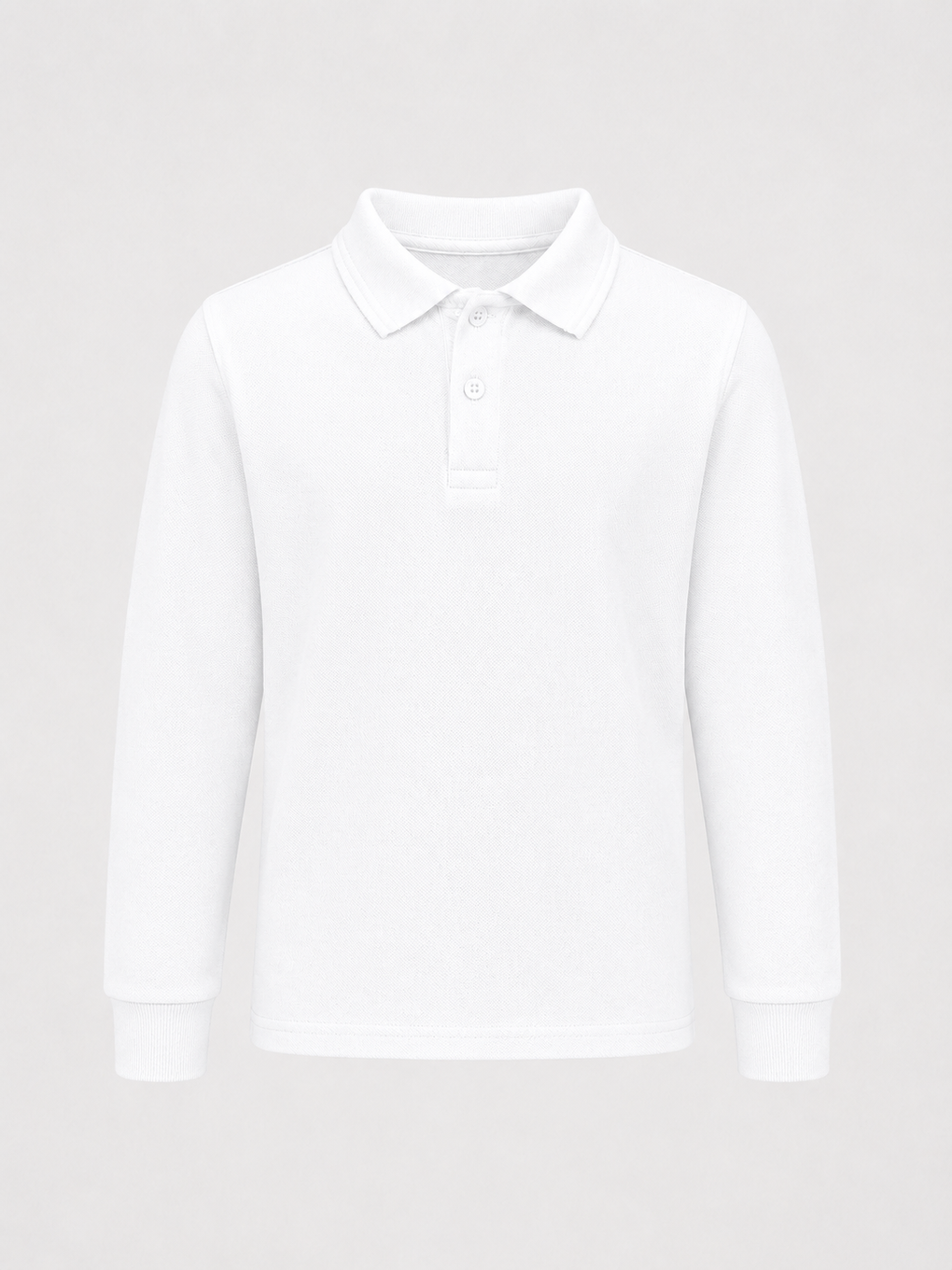 Beyaz Kids Polo Yaka Basic Uzun Kollu Unisex Kız Çocuk Tişört-3