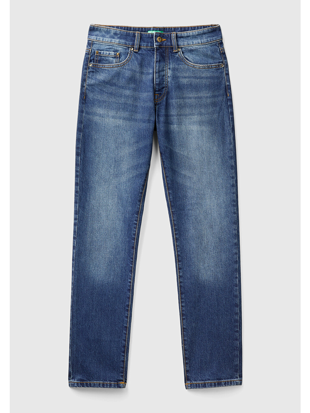 Erkek Mavi Pamuk Karışımlı Arkası Logo Etiketli Cepli Denim Jean Pantolon-1