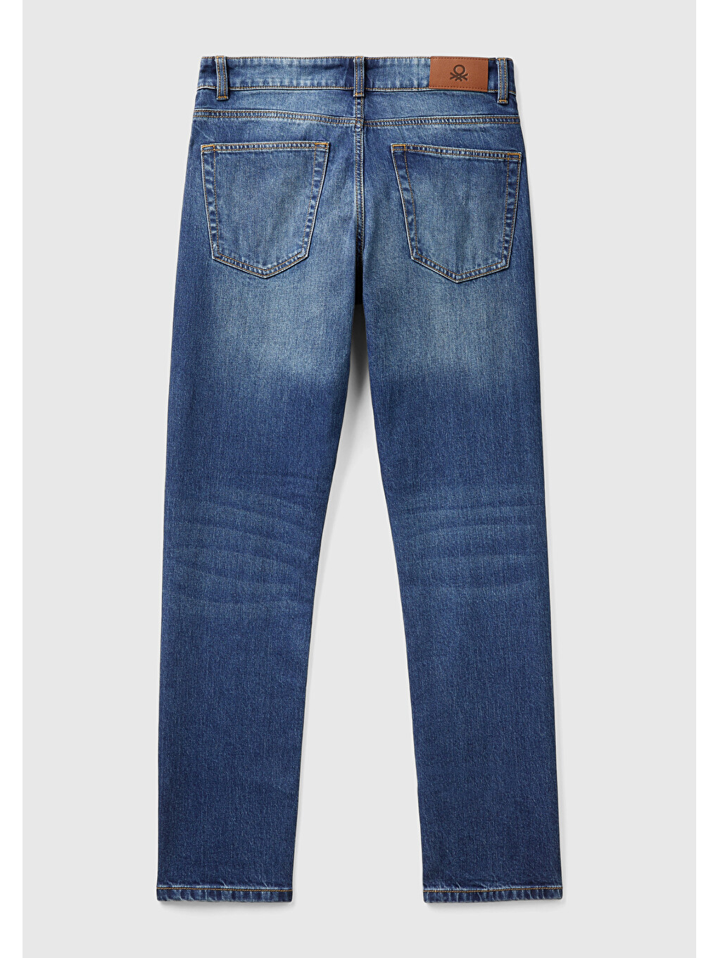 Erkek Mavi Pamuk Karışımlı Arkası Logo Etiketli Cepli Denim Jean Pantolon-3