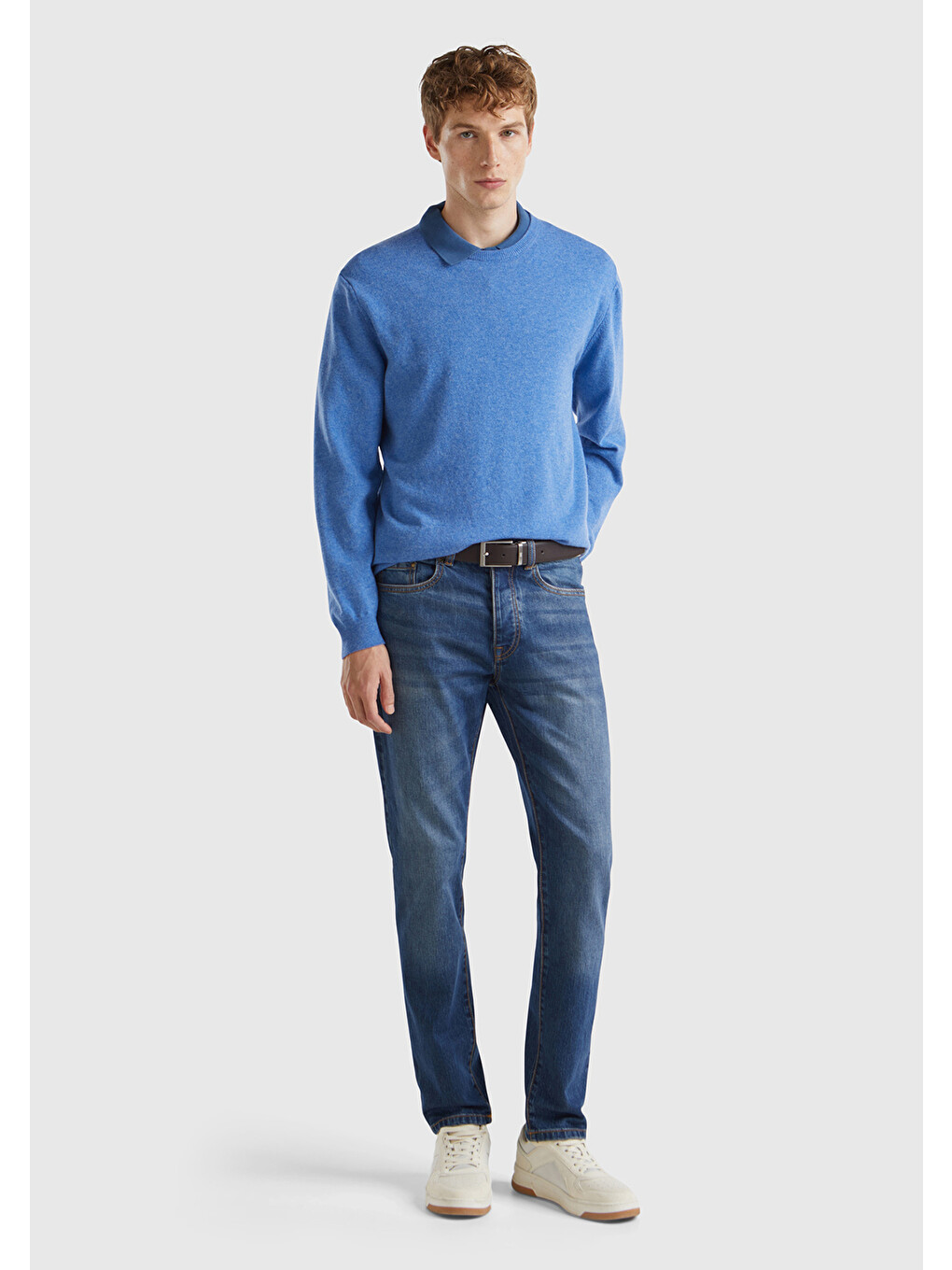 Erkek Mavi Pamuk Karışımlı Arkası Logo Etiketli Cepli Denim Jean Pantolon-4