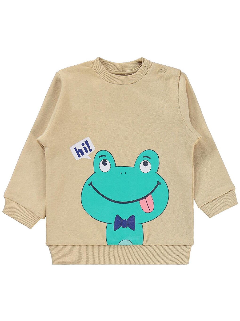 Baby Erkek Bebek Kurbağa Baskılı 6-18 Ay Takım - Kahverengi-1
