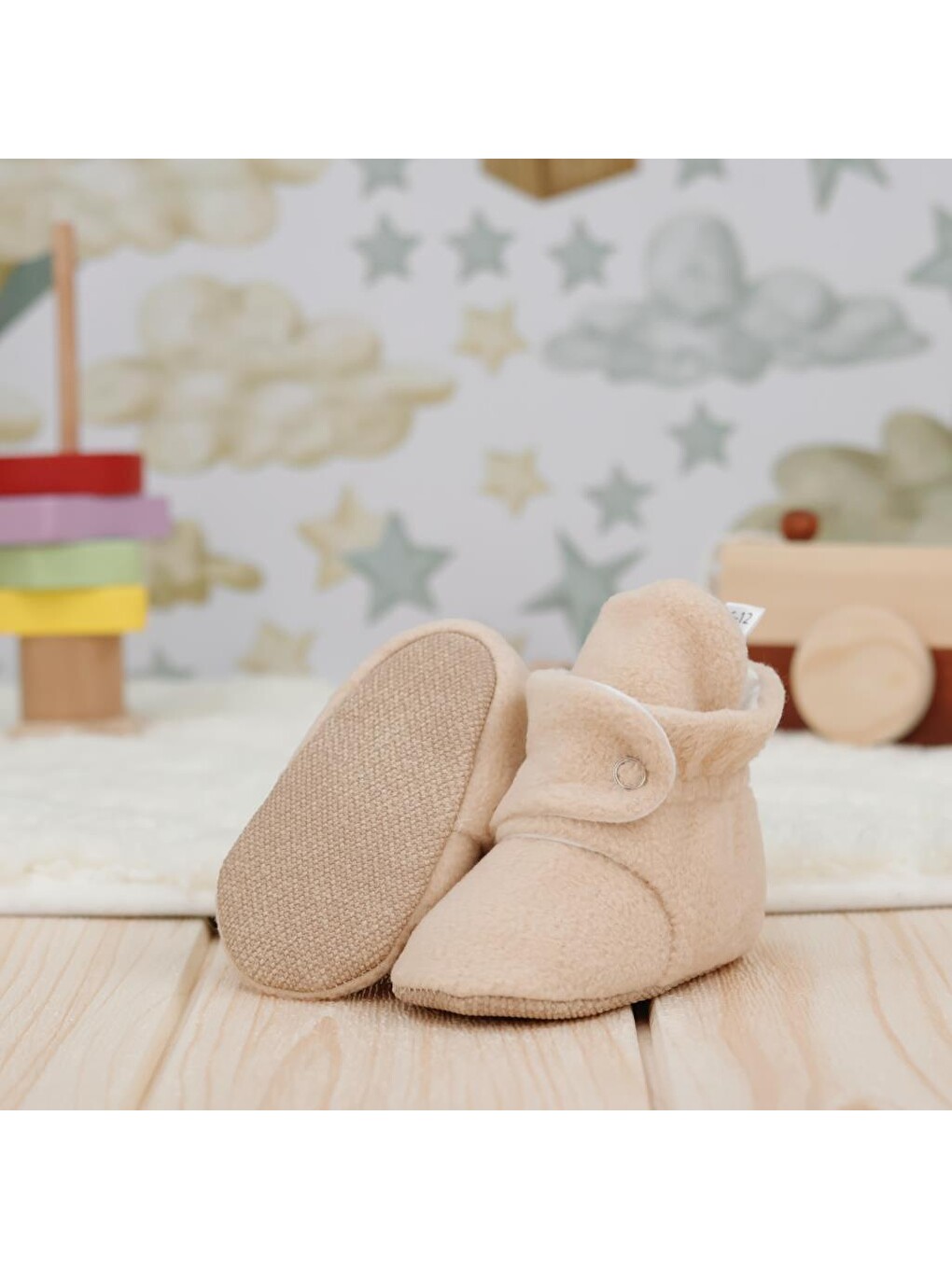 Bej Polar Bebek Pandufu, Kaydırmaz Taban, Ev Botu, Kreş Ayakkabısı Patik-5
