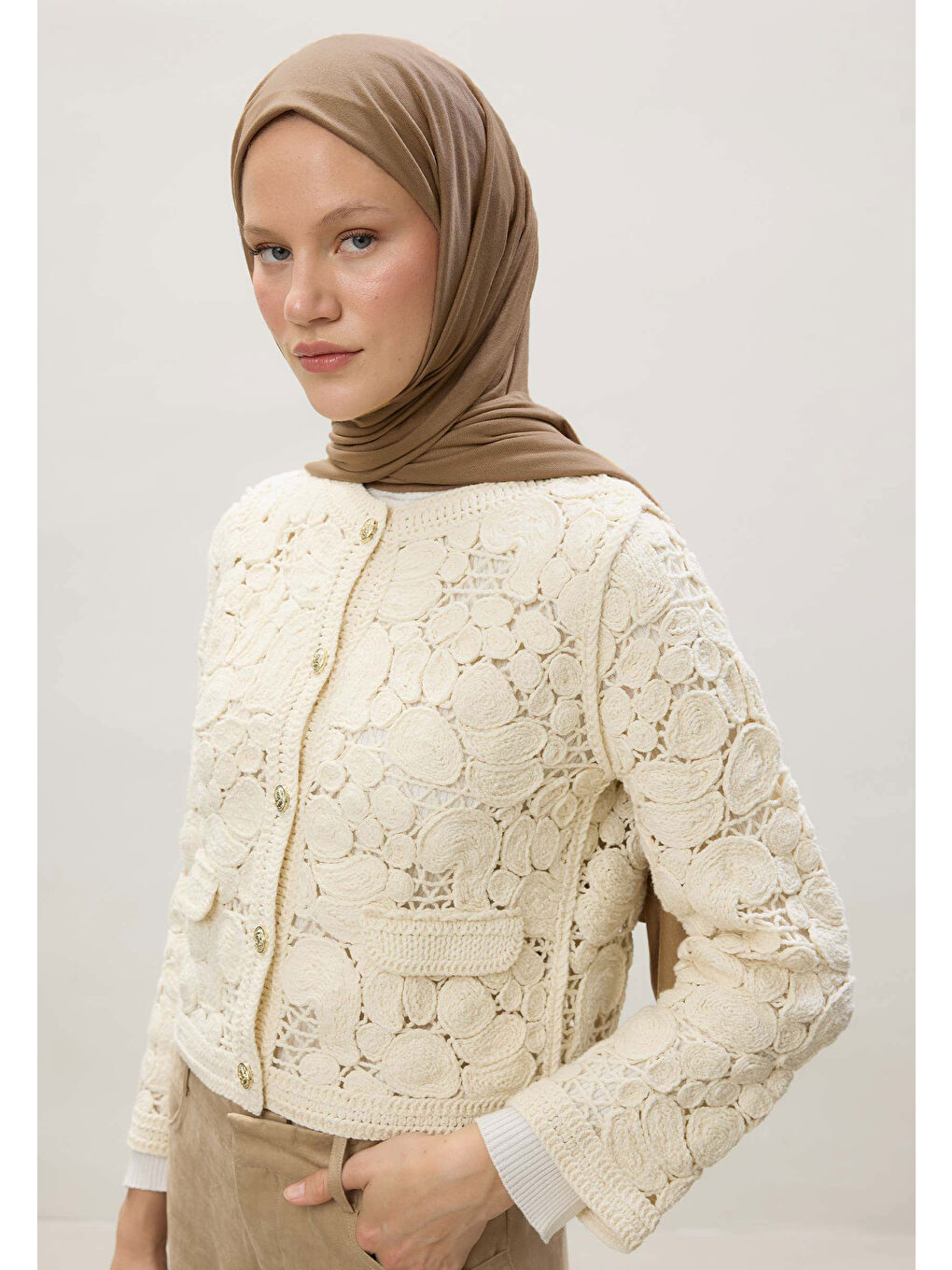 Kahverengi Penye Şal Latte-1