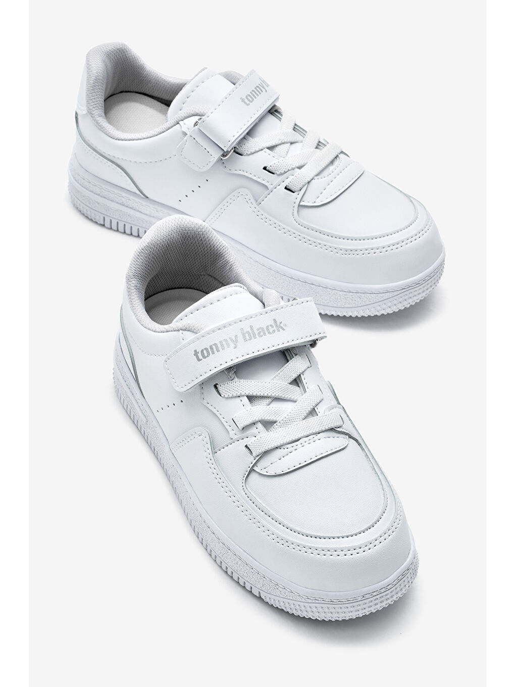 Çocuk Unisex Beyaz Beyaz Termo Taban Cırtlı Lastik Bağcıklı Spor Ayakkabı-2