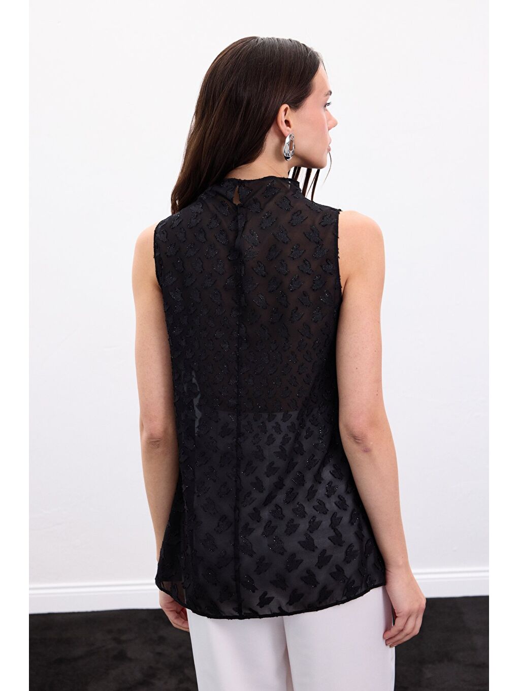 Kolsuz Dokulu Bluz - Siyah-4