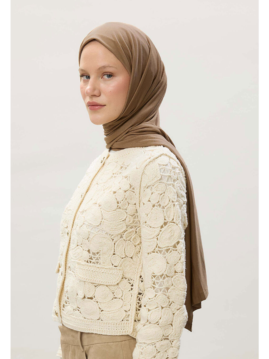 Kahverengi Penye Şal Latte-3