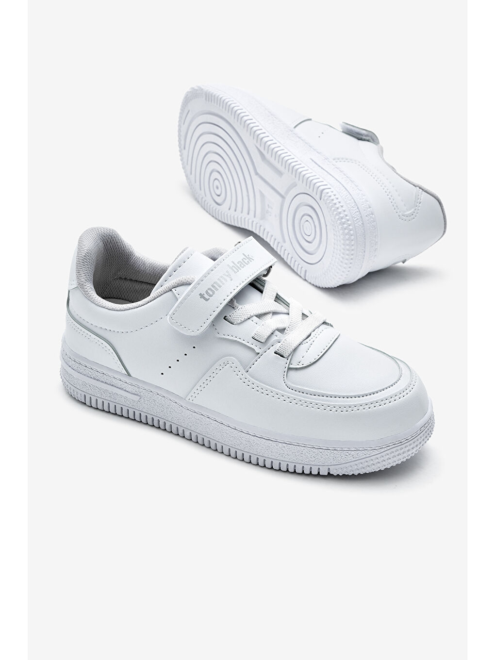 Çocuk Unisex Beyaz Beyaz Termo Taban Cırtlı Lastik Bağcıklı Spor Ayakkabı-3