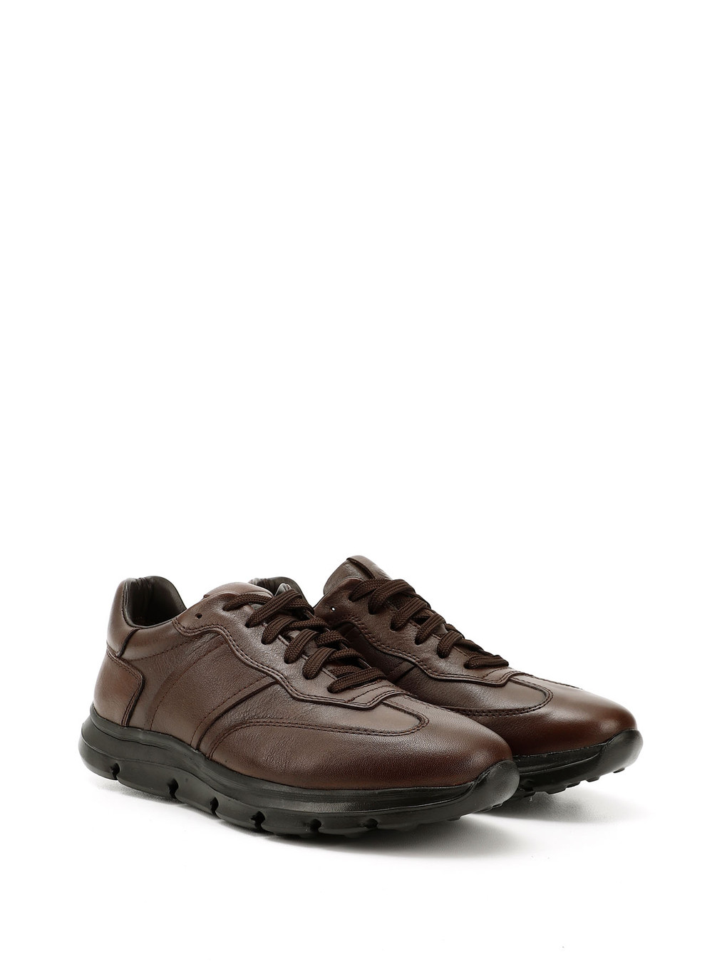 Kahverengi Erkek Çikolata Kahve Bağcıklı Hakiki Deri Sneaker-1