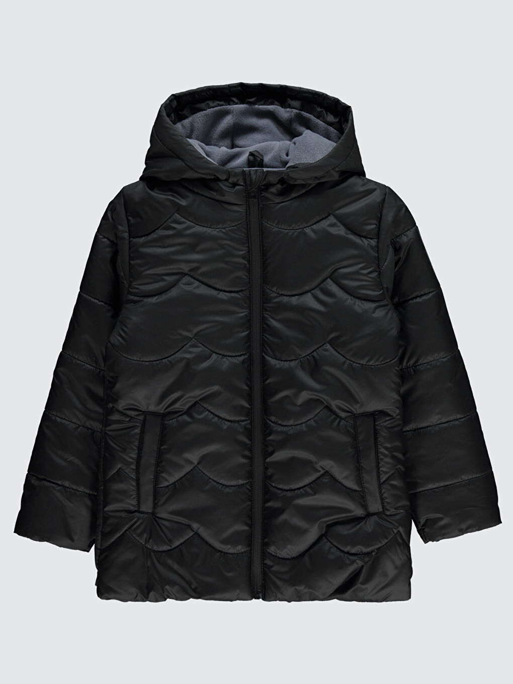 Kız Çocuk Kapüşonlu Mont 6 9 Yaş Siyah