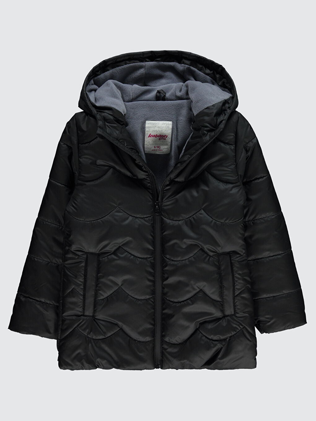 Kız Çocuk Kapüşonlu Mont 6 9 Yaş Siyah-1