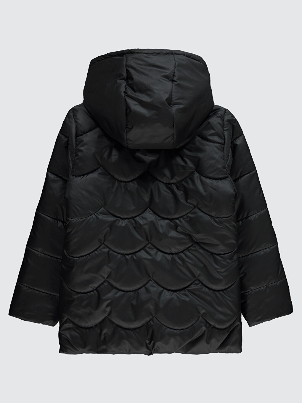 Kız Çocuk Kapüşonlu Mont 6 9 Yaş Siyah-2