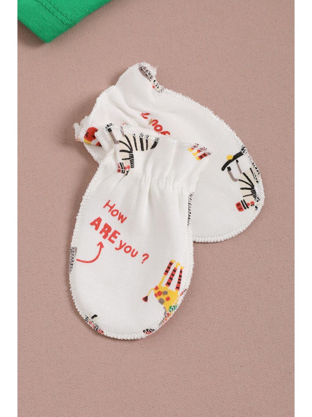 Yeşil Kaplan Baskılı Şapkalı Erkek Bebek Tulum Takımı 16130-1