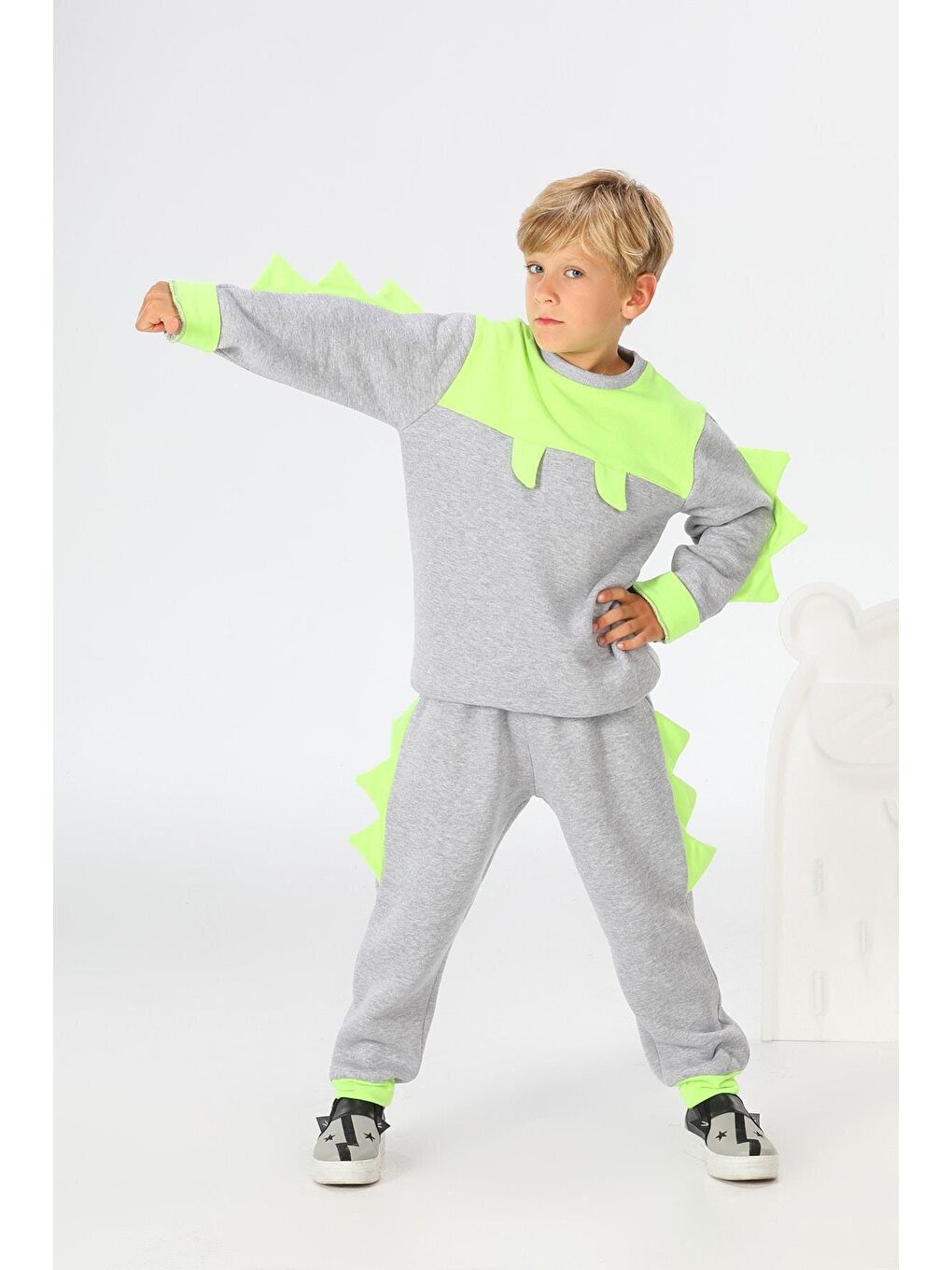 Gri Tırtırlı 3D Eşofman Takım