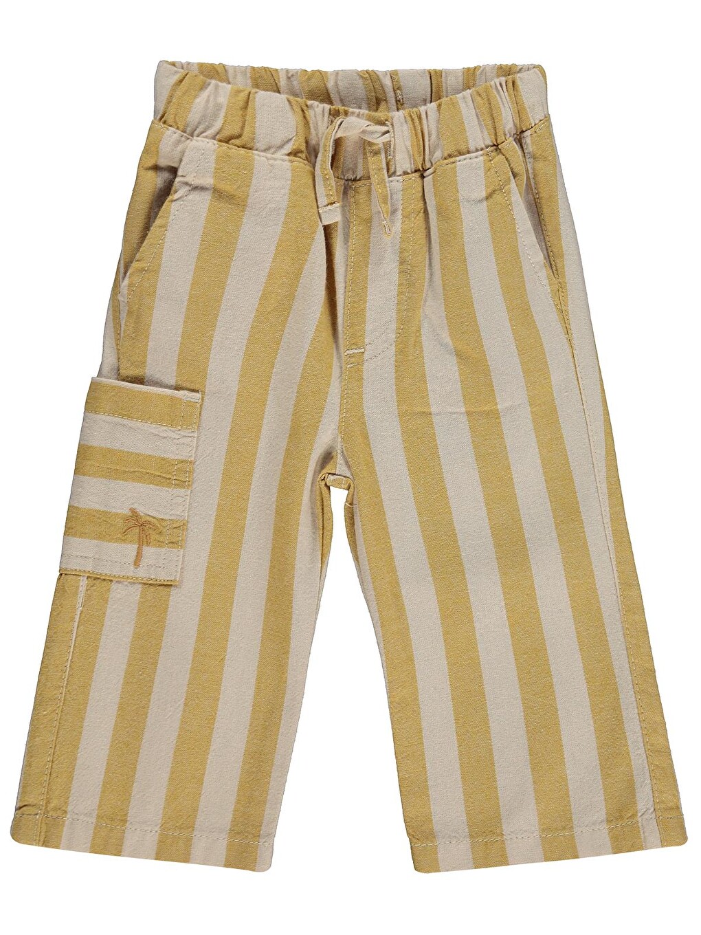 Sarı Baby Çizgili Yan Cepli 6-18 Ay Pantolon - Hardal