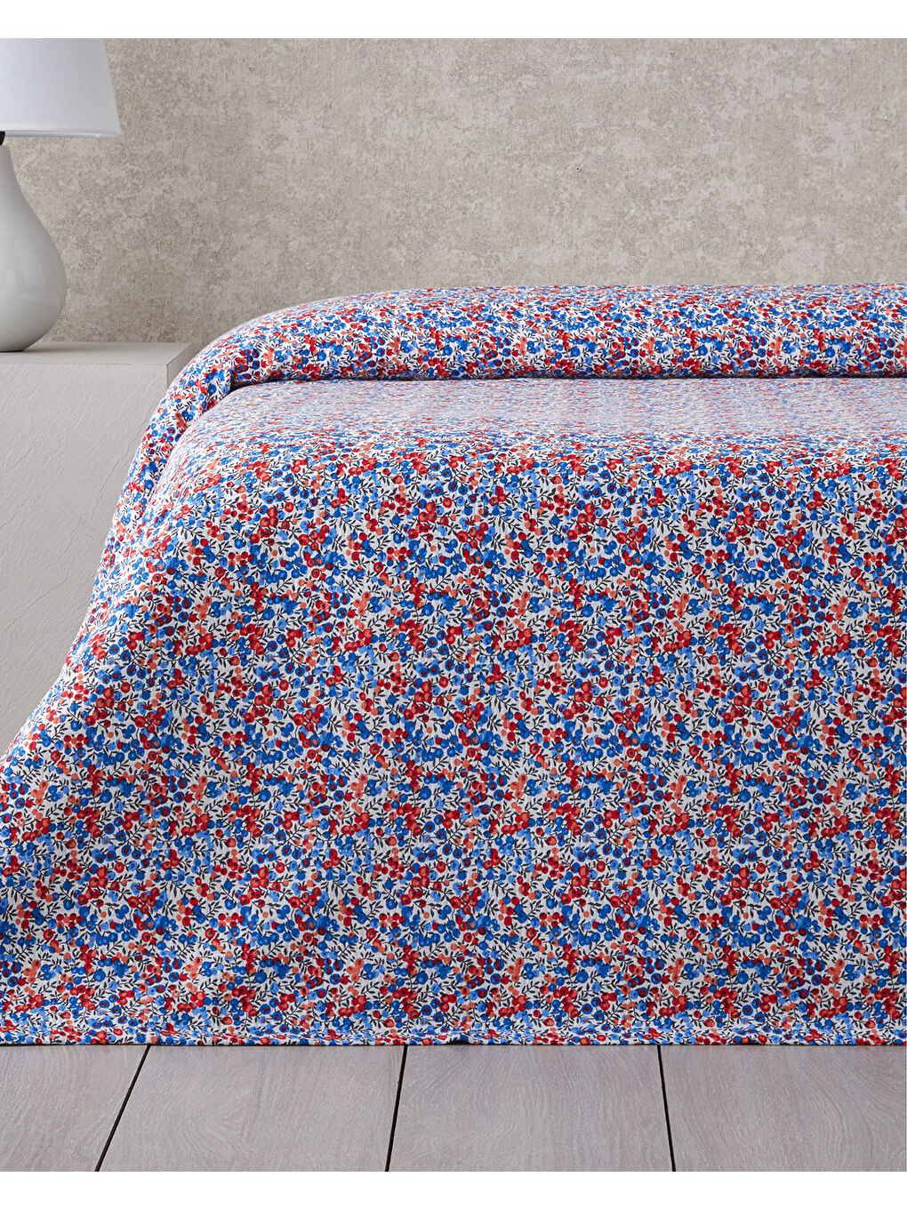 Flower Blast Baskılı Pamuklu Çift Kişilik Pike 200x220 cm Mavi-1