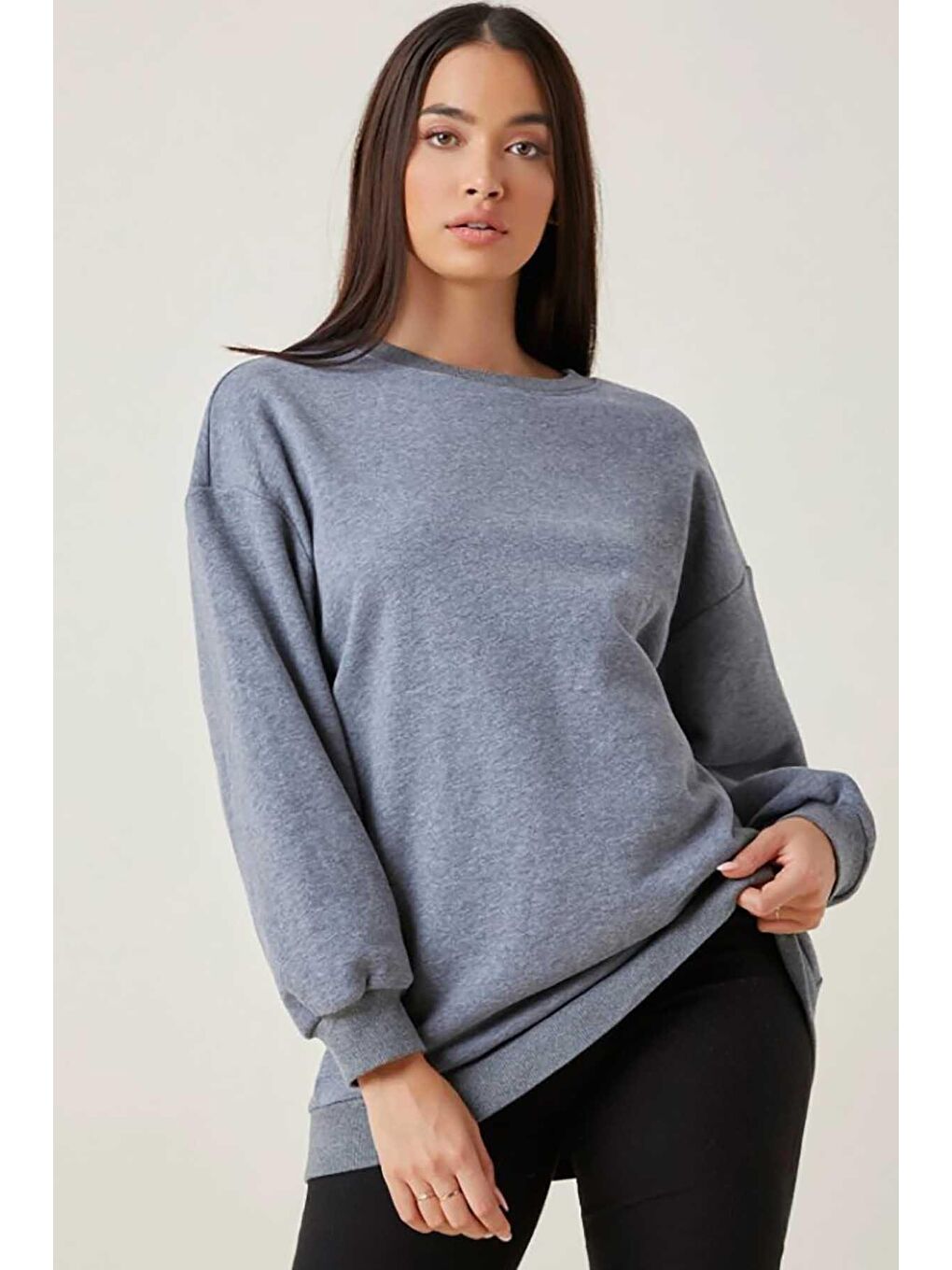 Madmext Gri Basic Sweatshirt MG806