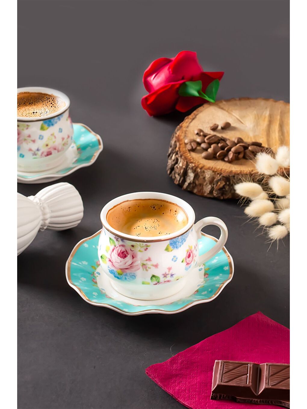 Beyaz Mila Porselen Altın Yaldızlı 6 Kişilik 12 Parça Fincan Seti Türk Kahvesi Takımı Kahve Fincanı-2