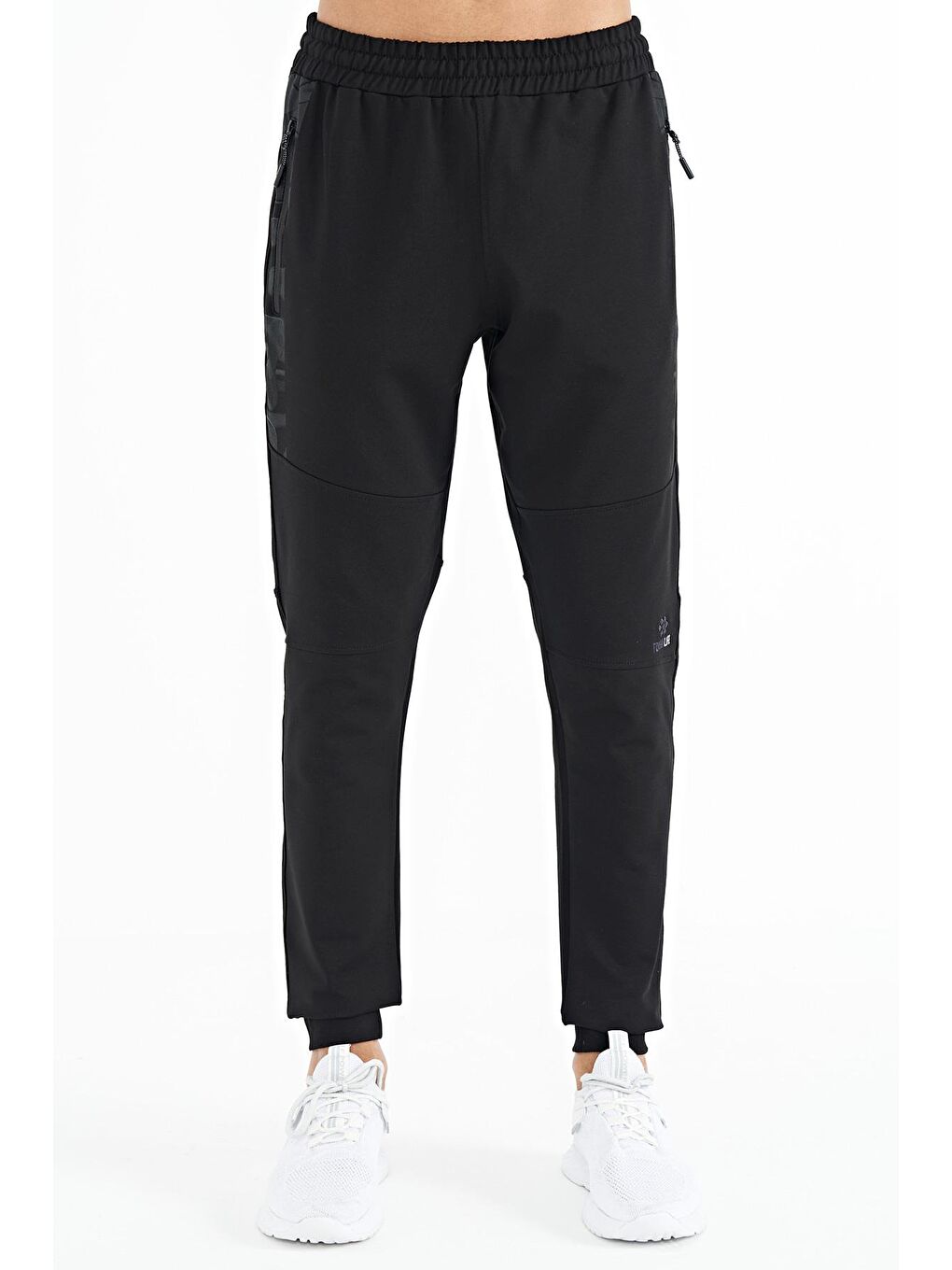 Siyah Yan Baskı Detaylı Standart Kalıp Erkek Jogger Eşofman Alt - 84965