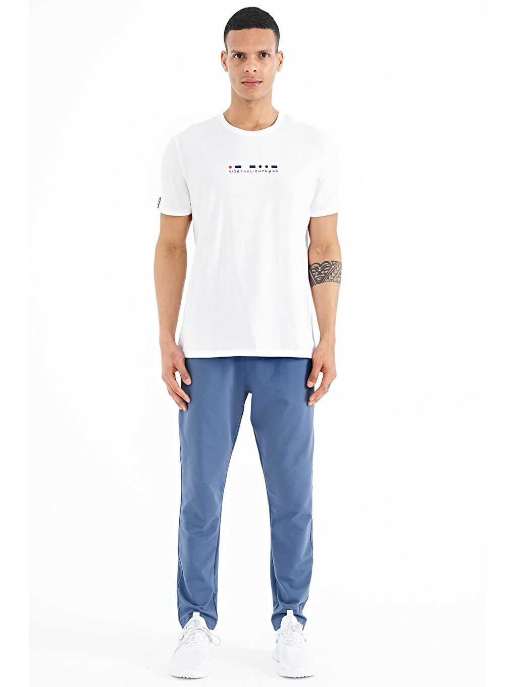 Petrol Logo Nakış Detaylı Yan Cepli Standart Kalıp Erkek Eşofman Alt - 84967-2