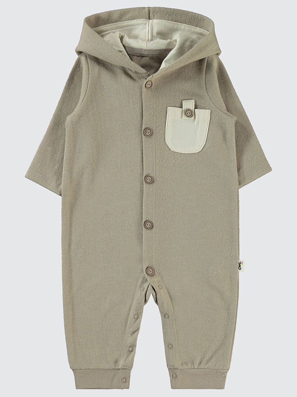Bej Baby Erkek Bebek Kapüşonlu Patiksiz Tulum 6-18 Ay Vizon