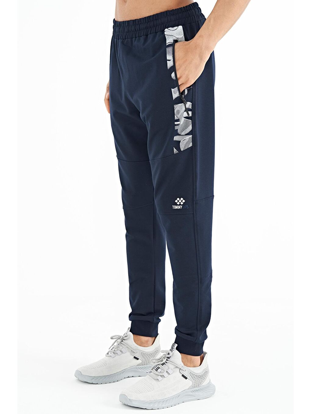İndigo Yan Baskı Detaylı Standart Kalıp Erkek Jogger Eşofman Alt - 84965-3