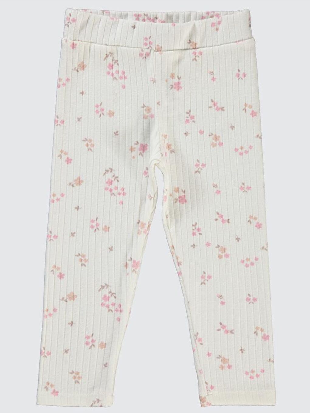 Girls Mini Yapraklı Çiçek Emp. 2-5 Yaş Tayt - Ekru 2-3 Yaş-1