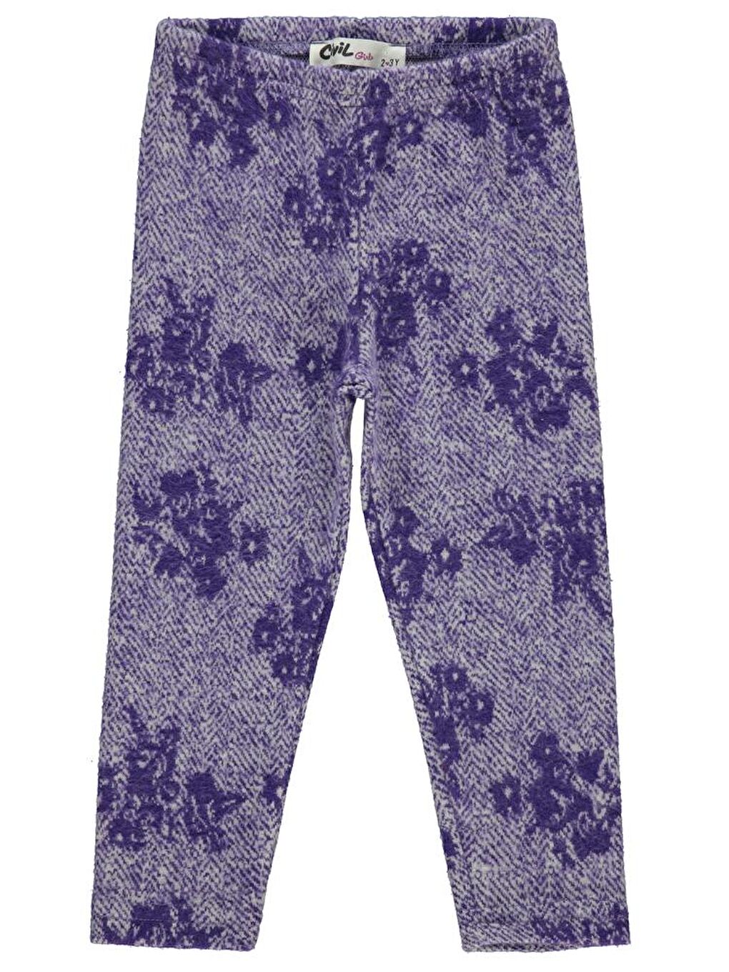 Mor Girls Çiçek Desenli 2-5 Yaş Tayt - Lila 4-5 Yaş-2