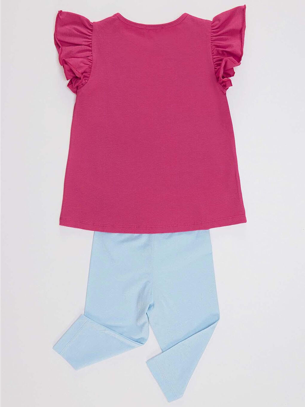 Karışık Fırfırlı Beyaz Kedicik Tişört Tayt Takım-3