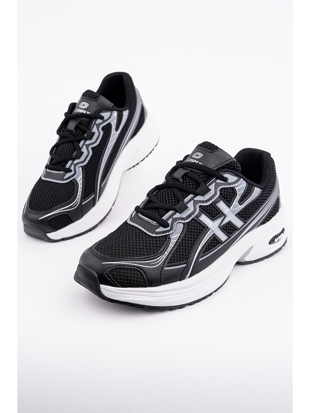 Siyah Hynex Kadın Kalın Taban Bağcıklı Günlük Sneaker Spor Ayakkabı-2
